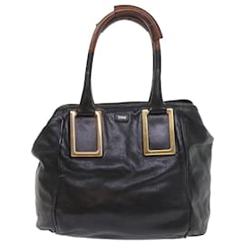 Chloé-Chloe Etel Hand Bag Leather Black Auth ar10716-Black
