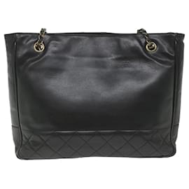 Chanel-CHANEL Chain Shoulder Bag Leather Black CC Auth bs9681-Black