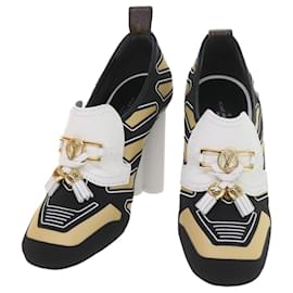 Louis Vuitton-LOUIS VUITTON Shoes Leather 35 1/2 Gold Tone LV Auth 58979A-Other