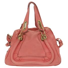 Chloé-Chloe Paraty Shoulder Bag Leather 2way Orange Auth bs9685-Orange