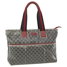 Gucci-GUCCI GG Crystal Sherry Line Tote Bag Red Navy 155524 Auth ki3721-Red,Navy blue