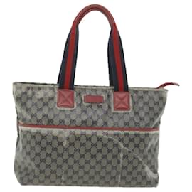 Gucci-GUCCI GG Crystal Sherry Line Tote Bag Red Navy 155524 Auth ki3721-Red,Navy blue