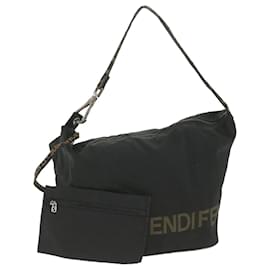 Fendi-FENDI Shoulder Bag Nylon Black Auth yb412-Black