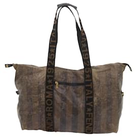 Fendi-FENDI Pecan Canvas Pochette à bandoulière Sac à main Toile enduite 4Set Brown Auth bs9654-Marron