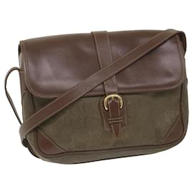 Gucci-GUCCI Shoulder Bag Canvas Leather Beige Brown Auth fm2880-Brown,Beige