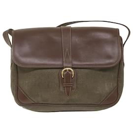 Gucci-GUCCI Shoulder Bag Canvas Leather Beige Brown Auth fm2880-Brown,Beige