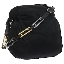 Fendi-FENDI Shoulder Bag Nylon Black Auth bs9744-Black