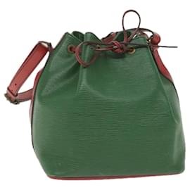 Louis Vuitton-Bolsa de ombro LOUIS VUITTON Epi Petit Noe bicolor verde vermelho M44147 Autenticação10104-Vermelho,Verde
