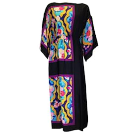 Autre Marque-La linedJ Black Multi Printed Crepe Getaway Dress-Multiple colors