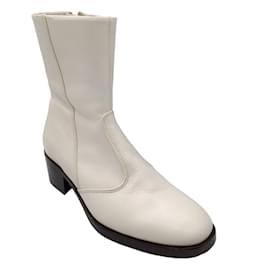 Autre Marque-Zadig & Voltaire White Leather Ankle Boots-White