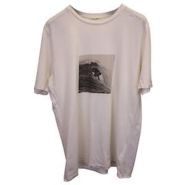 Camiseta con estampado surfero de algodón blanco de Saint Laurent Blanco