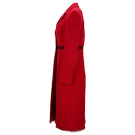 Prada-Prada 2000 F/Trench Coat em Lã Vermelha-Vermelho