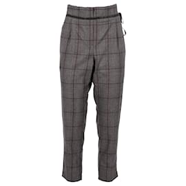 Brunello Cucinelli-Brunello Cucinelli Plaid Trousers in Grey Wool-Grey