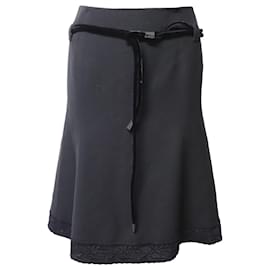 Emporio Armani-Falda con cinturón de invierno Emporio Armani en lana negra-Negro