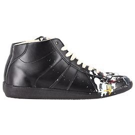 Maison Martin Margiela Maison Margiela Replica Baskets Montantes en Cuir Noir Noir