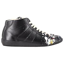 Maison Martin Margiela-Maison Margiela Replica High Top Sneakers in Black Leather-Black