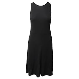 Jil Sander-Vestido azul marino de longitud media sin mangas en punto negro de Jil Sander-Negro