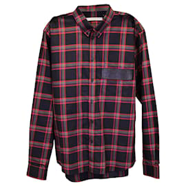 Givenchy-Camisa con detalle de bolsillo de Givenchy en algodón escocés negro y rojo-Otro