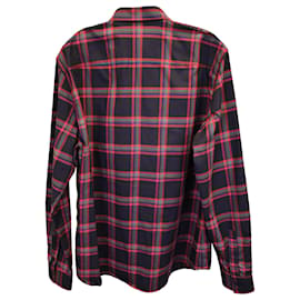 Givenchy-Camisa Givenchy com detalhes de bolso em algodão tartan preto e vermelho-Outro