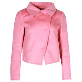 Prada-Prada-Jacke mit asymmetrischer Vorderseite aus rosafarbener Wolle-Pink