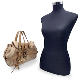 Chloé-Beige Canvas and Leather Kerala Bag Satchel Handbag-Beige