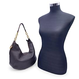 Fendi-Selleria Brown Leather Chain Hobo Shoulder Bag Tote-Brown