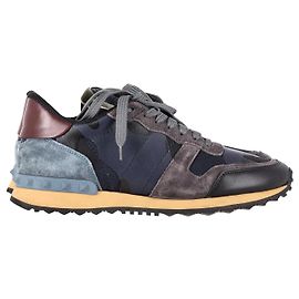 Valentino Garavani Valentino Rockrunner Low Top Sneakers in Multicolor Suede Leather And Mesh  Other Python print
