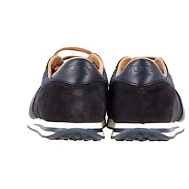 Tod's-Tod's Lace-Up Low Top Sneakers in Navy Blue Suede-Navy blue