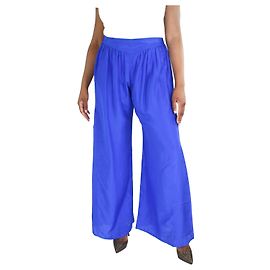Forte Forte Calça azul transparente de seda com pernas largas - tamanho UK 14 Azul