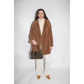 Max Mara-Brown teddy coat - size UK 4-Camel