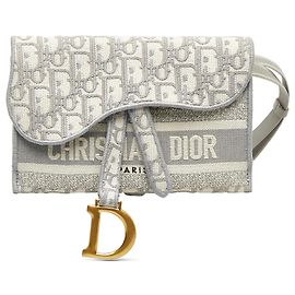 Dior Grey Oblique Saddle Slim Gürteltasche Grau