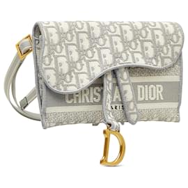 Dior-Pochette ceinture fine Saddle Oblique grise Dior-Gris