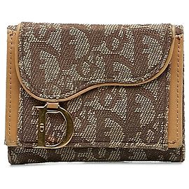 Cartera compacta Dior Brown Oblique Saddle Castaño