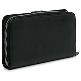 Prada-Prada Black Saffiano Zip Around Long Wallet-Black