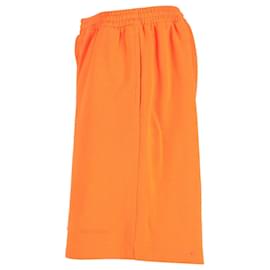 Balenciaga-Balenciaga Logo-Embroidered Track Shorts in Orange Polyester-Orange