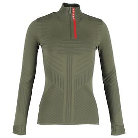 Prada Pull technique jacquard à quart de zip en nylon vert Vert