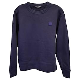 Acne-Acne Studios Face-Patch Sweater in Navy Blue Cotton-Blue,Navy blue