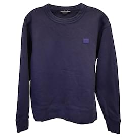 Pull Acne Studios Face-Patch en coton bleu marine Bleu Bleu Marine