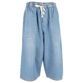 Pantalones cropped anchos de Loewe en denim de algodón Azul