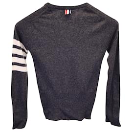 Thom Browne-Thom Browne 4-Bar Sweater in Grey Cashmere-Grey
