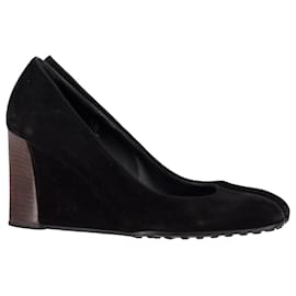 Tod's-Zapatos de Salón con Cuña Tod's en Ante Negro-Negro