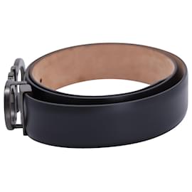 Salvatore Ferragamo-Salvatore Ferragamo Gancini Buckle Belt in Black Leather -Black
