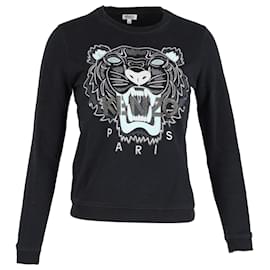 Kenzo-Kenzo Tiger Graphic Sweater in Black Cotton-Black