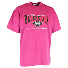 Balenciaga-Balenciaga T-shirt oversize BB Authentic en coton rose-Rose