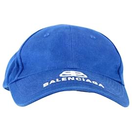 Balenciaga-Balenciaga Logo Baseball Cap in Blue Cotton-Blue