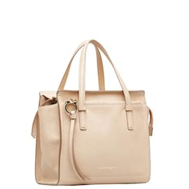 Salvatore Ferragamo-Bolsa Amy de couro Gancini RE-21 F478-Marrom