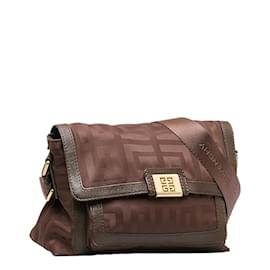 Givenchy-Givenchy Logo Canvas Crossbody Bag Canvas Crossbody Bag in Good condition-Brown