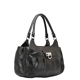 Salvatore Ferragamo-Leather Armonia Shoulder Bag EE-21 A069-Black