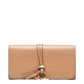 Chloé Chloe Chloe Leather Alphabet Flap Wallet Long Wallet Leather Long Wallet in Good Brown