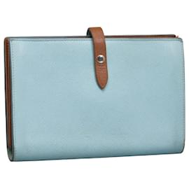 Céline-Celine Leather Bifold Strap Wallet Leather Long Wallet in Fair condition-Blue